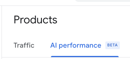Google Merchant Center Products page with the AI performance tab selected